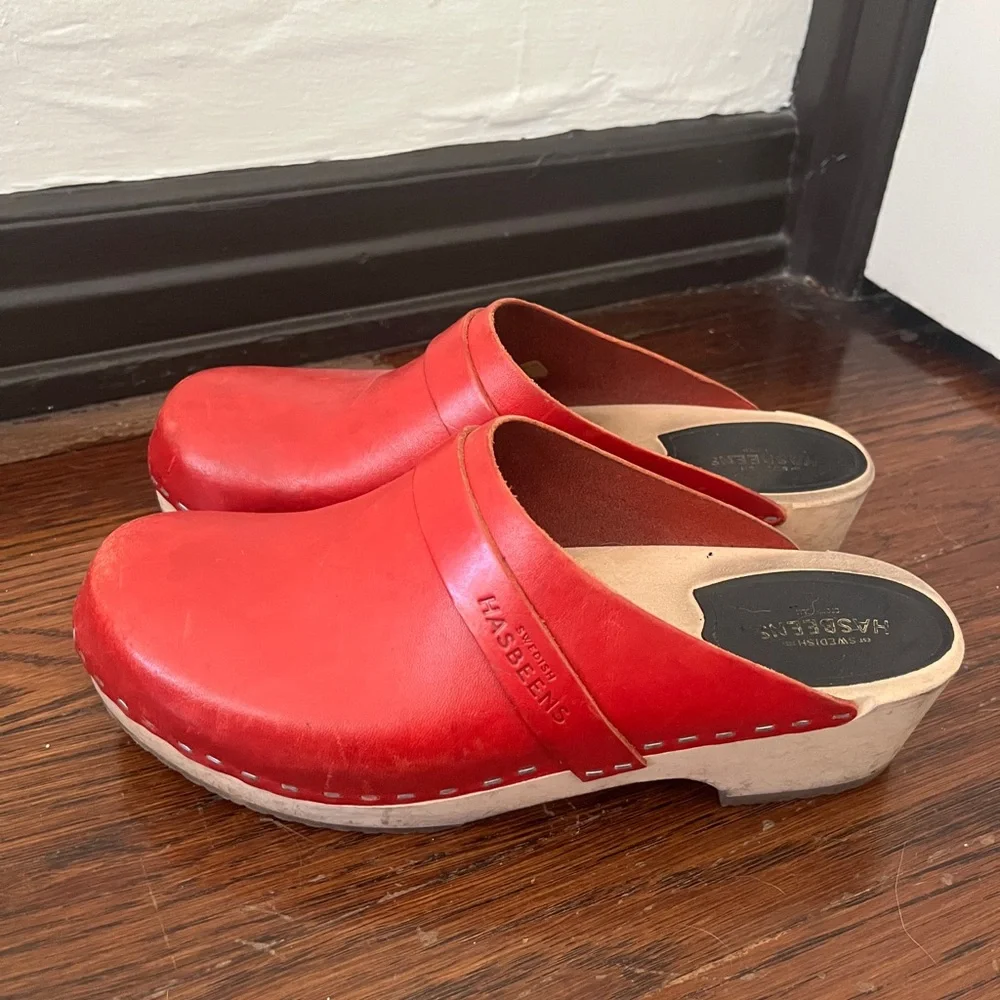 Swedish Hasbeens Red Husband Clogs - Picture 5 of 10
